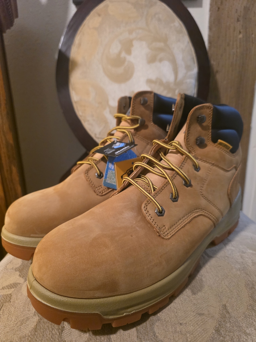 Men's Tan Nubuck Work Boots with Padded Collar